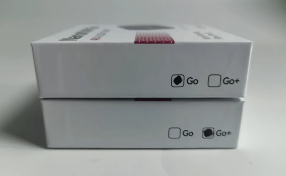 Go and Go+ checkboxes on the side of the retail box