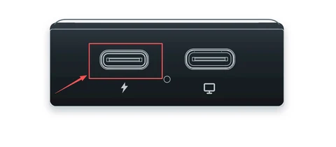 Auxiliary USB-C port (lightning icon, Power Port) location
