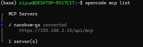 OpenCode connected to NanoKVM Go MCP