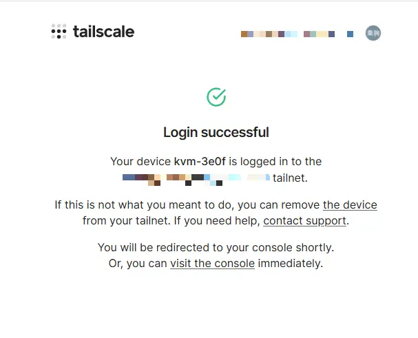 Tailscale login successful