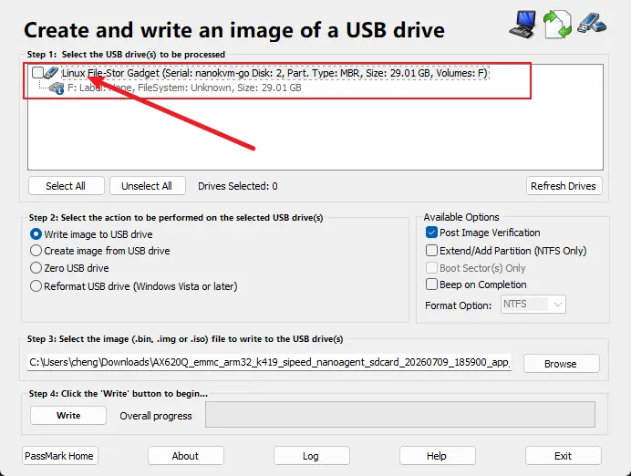 NanoKVM Go device detected in ImageUSB