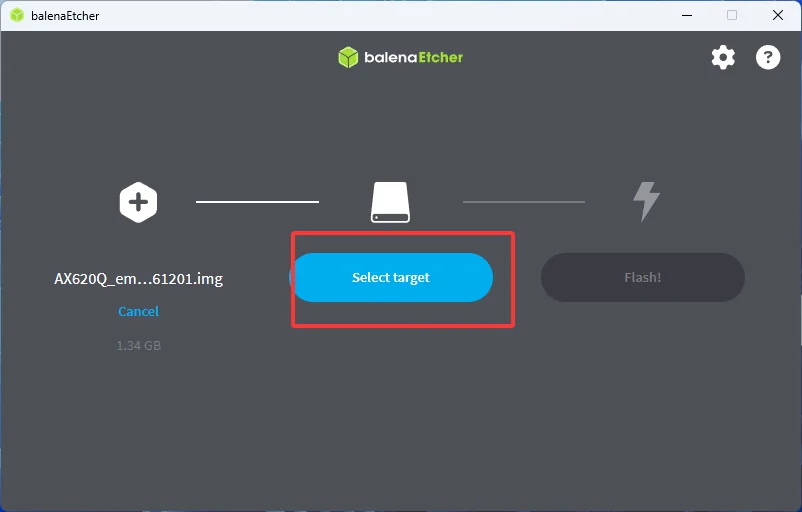 Click Select target in balenaEtcher