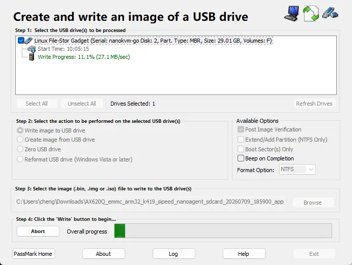 ImageUSB writing the image