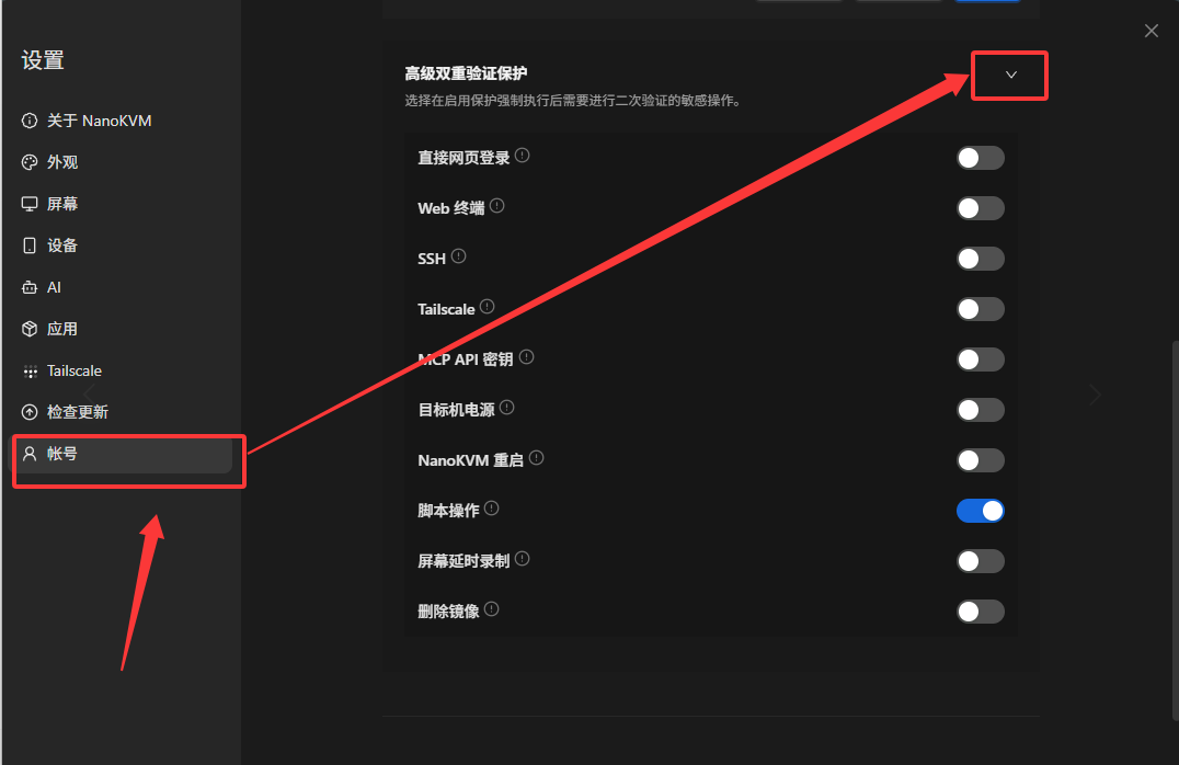NanoKVM Go 高级双重验证保护入口
