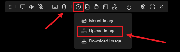 Choosing "Upload Image" from the menu