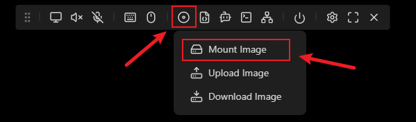 Choosing "Mount Image" from the menu