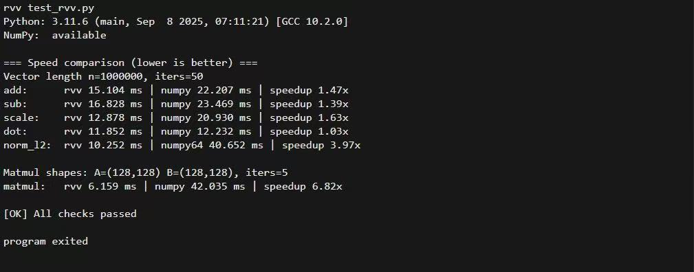 RVV 与 NumPy 性能对比
